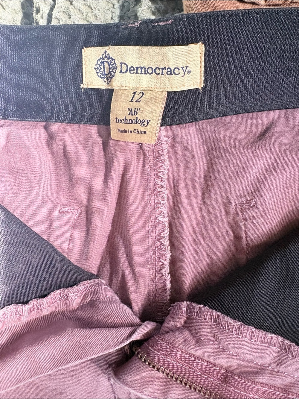 Democracy Mauve Pink Pants with Black Waistband